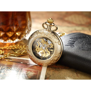 Mechanical Skeleton Half Hunter Vintage Pocket Watch-TruClothing