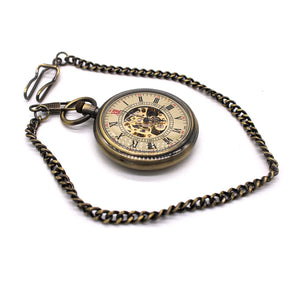 Mechanical Skeleton Open Face Antique Pocket Watch-TruClothing