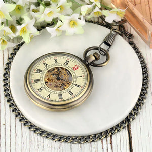 Mechanical Skeleton Open Face Antique Pocket Watch-TruClothing