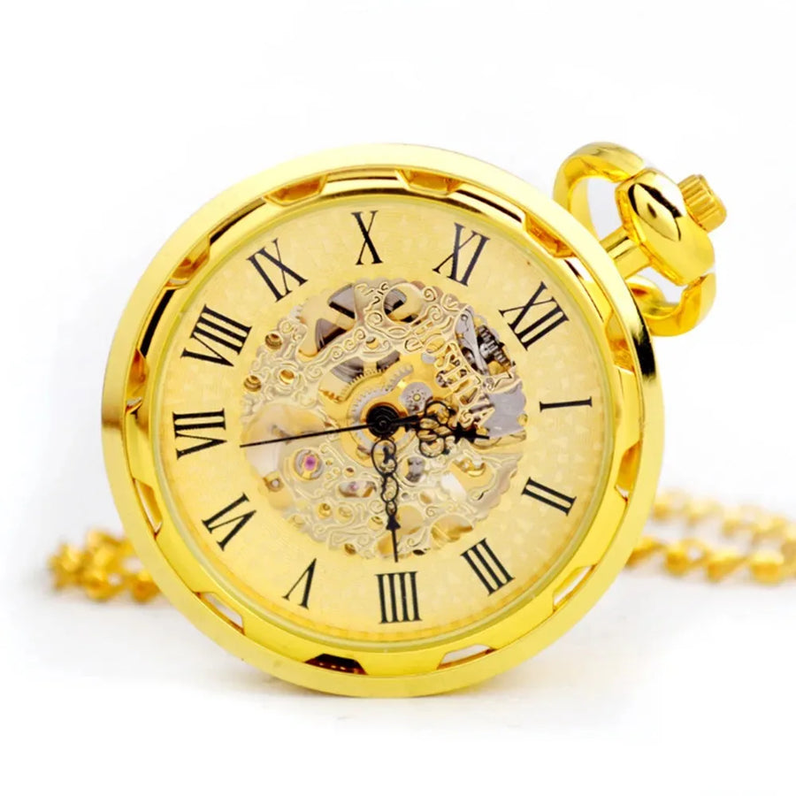 Mechanical Skeleton Open Face Pocket Watch-TruClothing