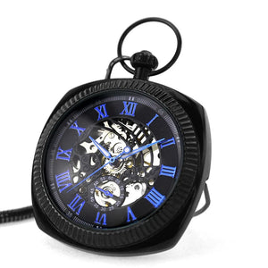 Mechanical Skeleton Open Face Square Pocket Watch-TruClothing