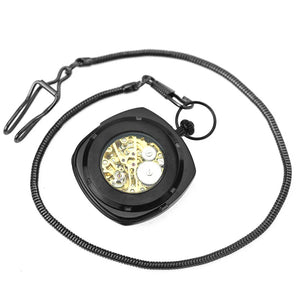 Mechanical Skeleton Open Face Square Pocket Watch-TruClothing