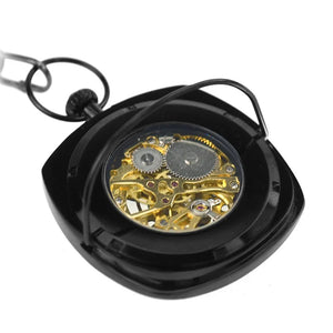 Mechanical Skeleton Open Face Square Pocket Watch-TruClothing