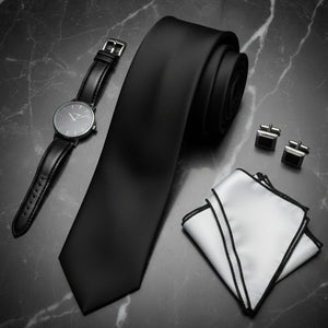 Men's Black Classic Formal Satin Tie-TruClothing