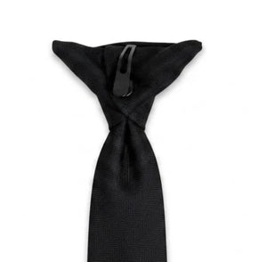 Men's Black Clip-On Textured Pre-Tied Necktie