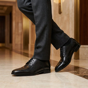 Men’s Black Leather Classic Formal Lace-Up Brogue Shoes