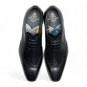 Men’s Black Leather Classic Formal Lace-Up Brogue Shoes