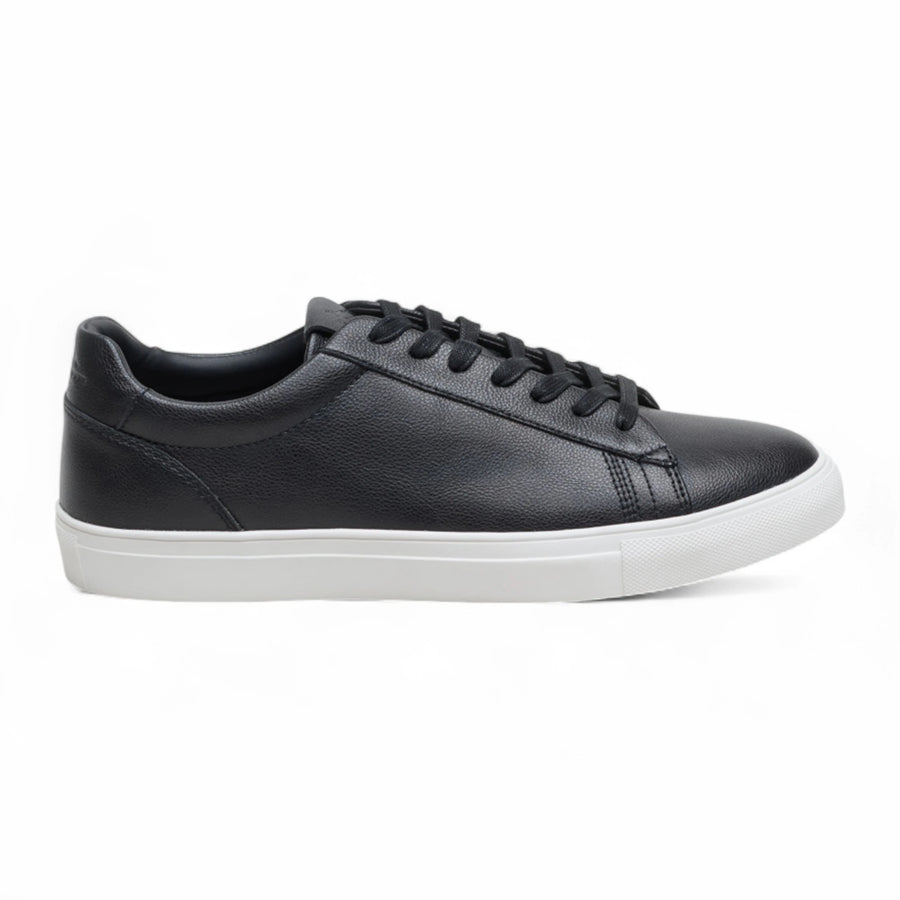 Men’s Black Leather Lace-Up Casual Sneakers