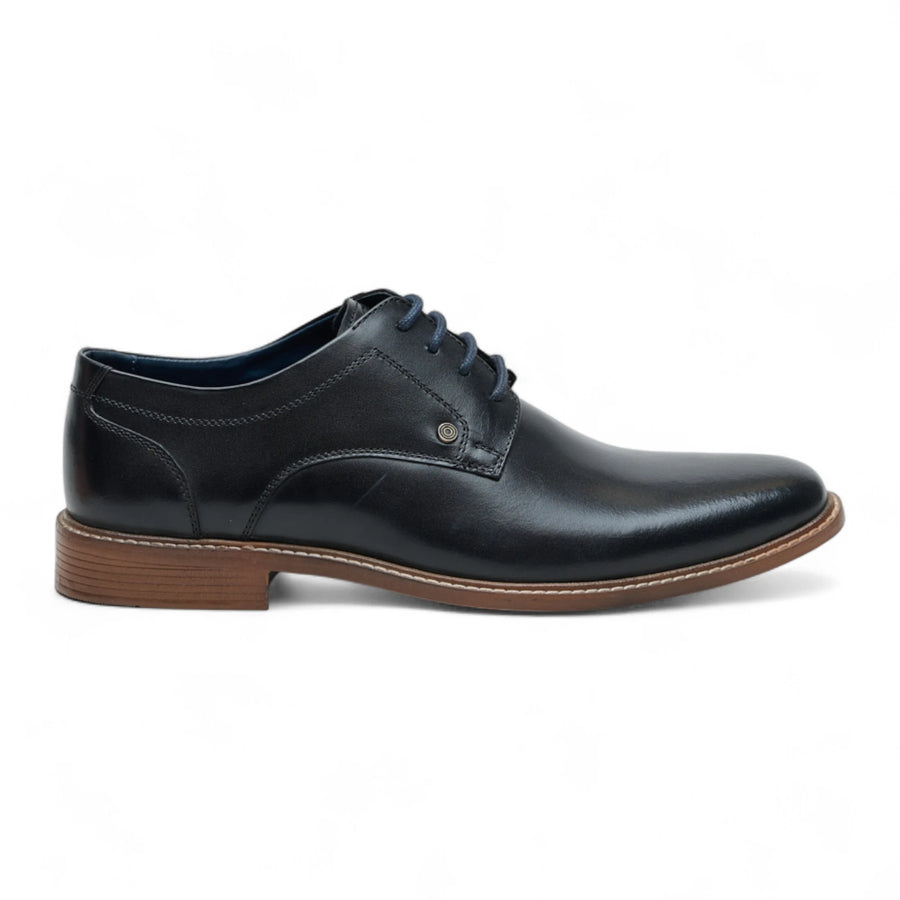 Men's Black Leather Polished Plain Formal Derby Shoes