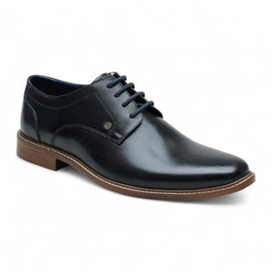 Men's Black Leather Polished Plain Formal Derby Shoes