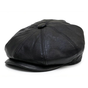 Gorra de hombre estilo repartidor retro 8 paneles piel sintética negra