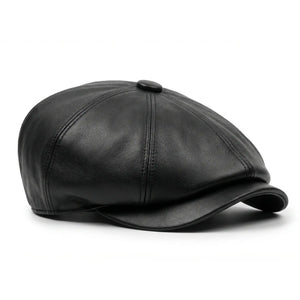 Gorra de hombre estilo repartidor retro 8 paneles piel sintética negra