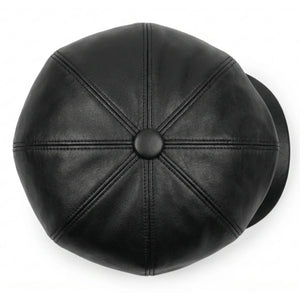 Gorra de hombre estilo repartidor retro 8 paneles piel sintética negra