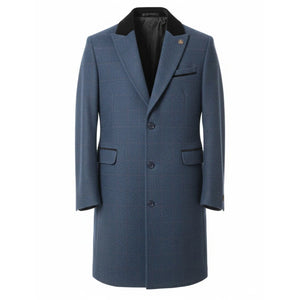 Men's 3/4 Long Overcoat Jacket Herringbone Tweed Coat Peaky Blinders-TruClothing