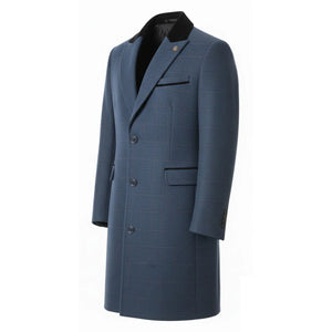 Men's 3/4 Long Overcoat Jacket Herringbone Tweed Coat Peaky Blinders-TruClothing