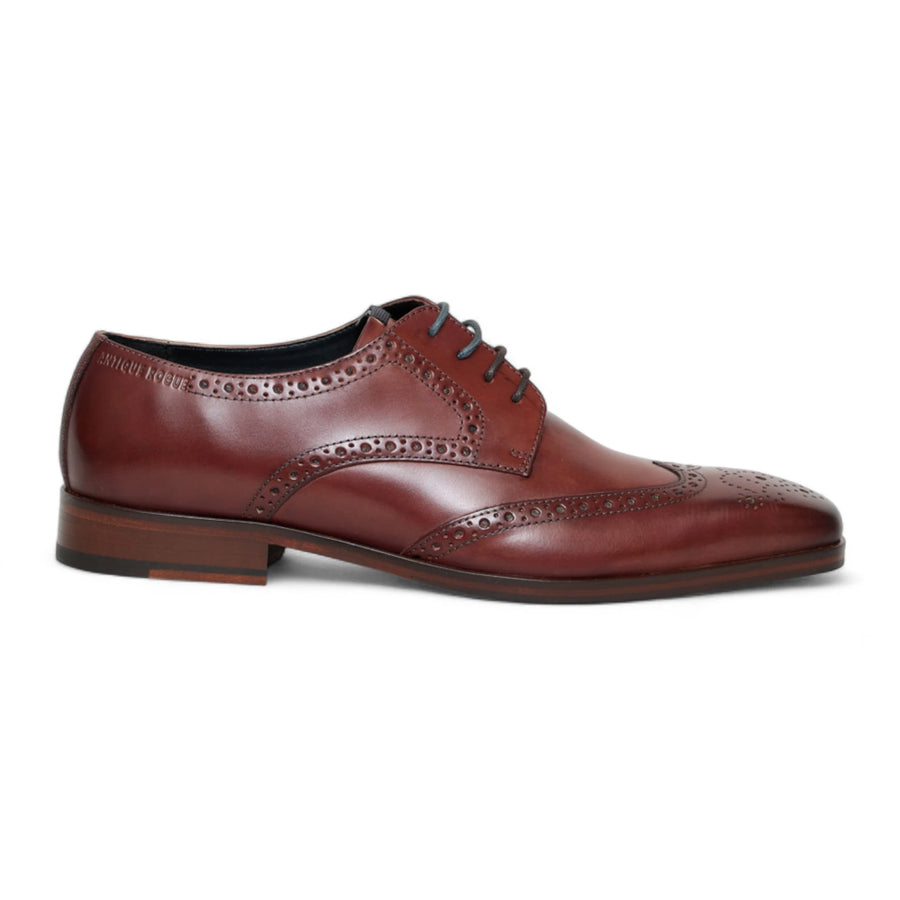 Men’s Burgundy Leather Classic Formal Lace-Up Brogue Shoes