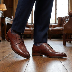 Men’s Burgundy Leather Classic Formal Lace-Up Brogue Shoes