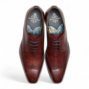 Men’s Burgundy Leather Classic Formal Lace-Up Brogue Shoes