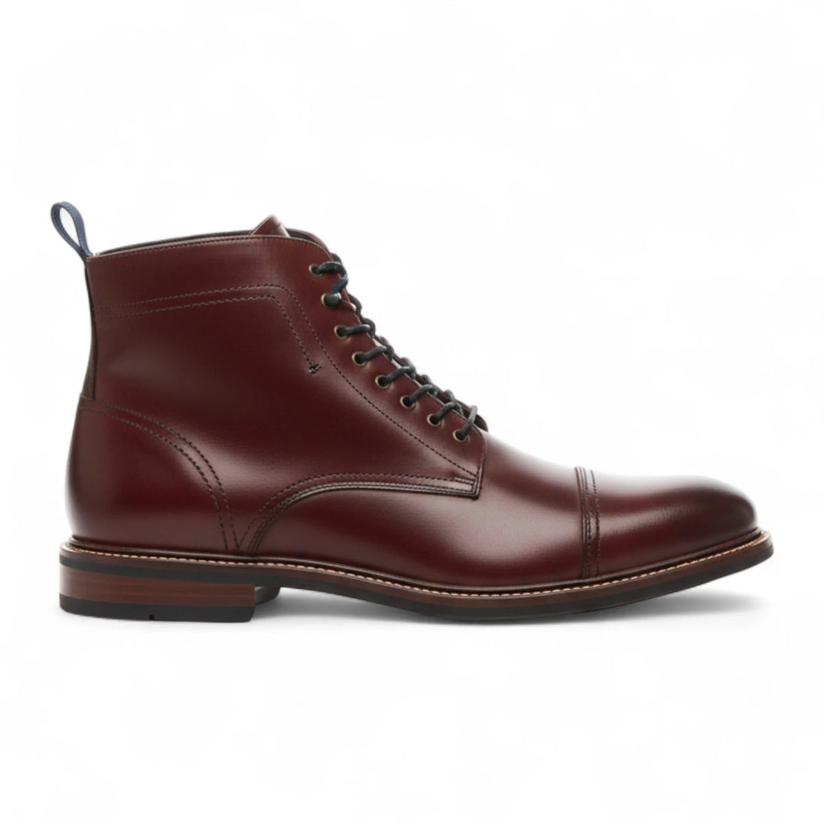 Botines Balmoral con puntera de hombre piel burdeos