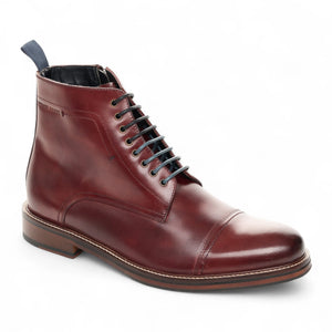 Botines Balmoral con puntera de hombre piel burdeos