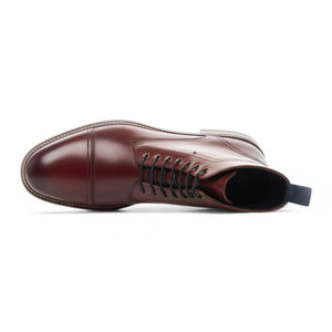 Botines Balmoral con puntera de hombre piel burdeos