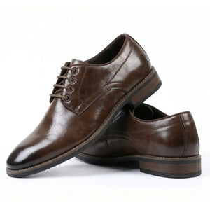 Men’s Classic Plain Toe Lace-Up Derby Shoes-TruClothing