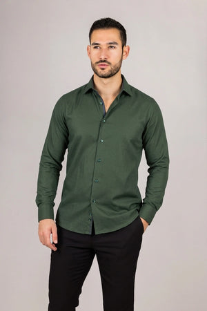 Men's Forest Green Double Cuff Oxford Shirt