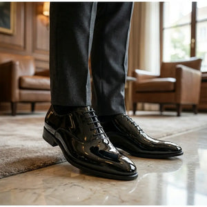 Men’s Formal Patent PU Leather Oxford Shoes-TruClothing