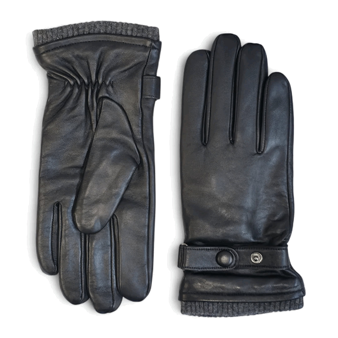 Men’s Genuine Leather Ribbed Knit Cuff Gloves-TruClothing