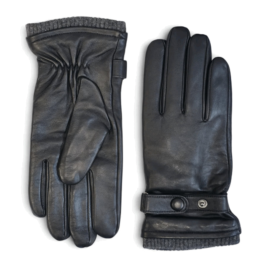 Men’s Genuine Leather Ribbed Knit Cuff Gloves-TruClothing
