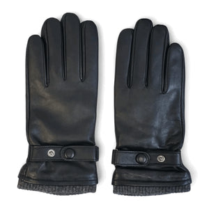 Men’s Genuine Leather Ribbed Knit Cuff Gloves-TruClothing