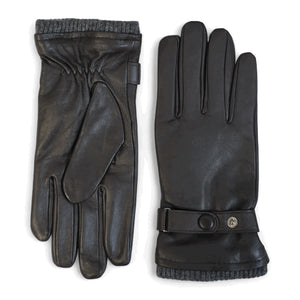 Men’s Genuine Leather Ribbed Knit Cuff Gloves-TruClothing