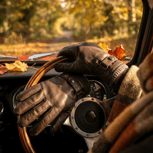 Men’s Genuine Leather Ribbed Knit Cuff Gloves-TruClothing