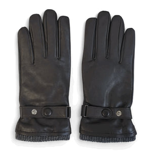 Men’s Genuine Leather Ribbed Knit Cuff Gloves-TruClothing
