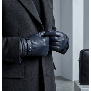 Men’s Genuine Leather Ribbed Knit Cuff Gloves-TruClothing
