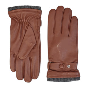 Men’s Genuine Leather Ribbed Knit Cuff Gloves-TruClothing