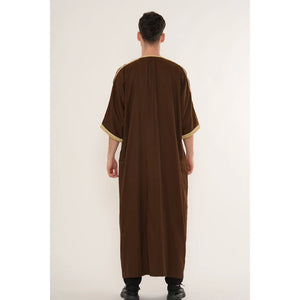 Men's Half Sleeve Embroidery Moroccan Thobe-TruClothing