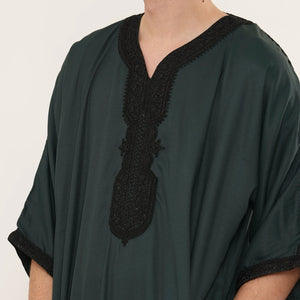 Men's Half Sleeve Embroidery Moroccan Thobe-TruClothing