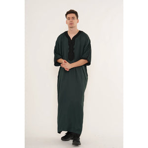Men's Half Sleeve Embroidery Moroccan Thobe-TruClothing
