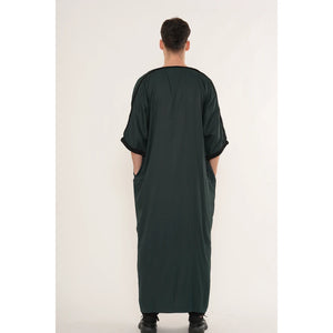 Men's Half Sleeve Embroidery Moroccan Thobe-TruClothing