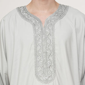 Men's Half Sleeve Embroidery Moroccan Thobe-TruClothing