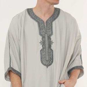 Men's Half Sleeve Embroidery Moroccan Thobe-TruClothing