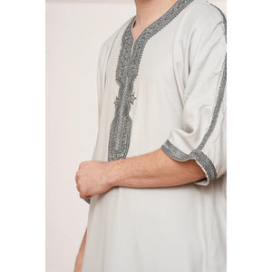 Men's Half Sleeve Embroidery Moroccan Thobe-TruClothing