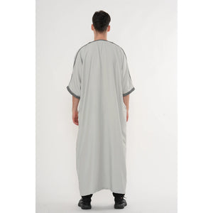 Men's Half Sleeve Embroidery Moroccan Thobe-TruClothing