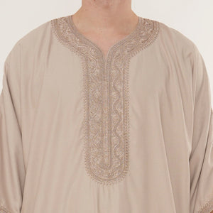 Men's Half Sleeve Embroidery Moroccan Thobe-TruClothing