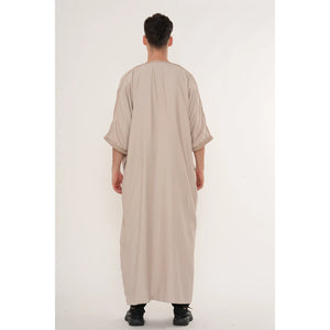 Men's Half Sleeve Embroidery Moroccan Thobe-TruClothing