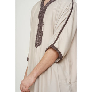 Men's Half Sleeve Embroidery Moroccan Thobe-TruClothing