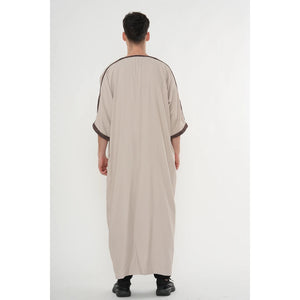 Men's Half Sleeve Embroidery Moroccan Thobe-TruClothing
