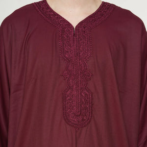 Men's Half Sleeve Embroidery Moroccan Thobe-TruClothing