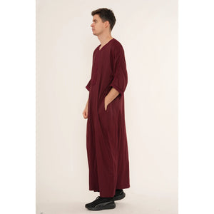 Men's Half Sleeve Embroidery Moroccan Thobe-TruClothing